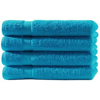 4er-Set Duschtücher - 70x140 cm in Türkis - 100% luxuriöse Baumwolle - Kuschelweich, saugstark, schnelltrocknend & OEKO-TEX Standard 100 zertifiziert - Mit 2 Bordüren