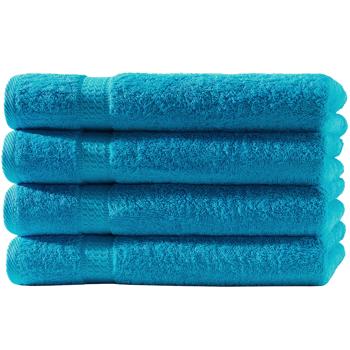 4er-Set Badetücher luxuriöse Baumwolle - 100x150 cm kuschelweich saugstark schnell trocknend - OEKO-TEX zertifiziert, türkis mit 2 Bordüren