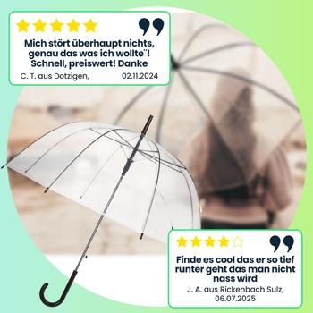 Preview: 4er-Set Stabiler Regenschirm mit Automatiköffnung, transparent, Ø 85 cm, moderner und stylischer Regenlook, leichte Handhabung