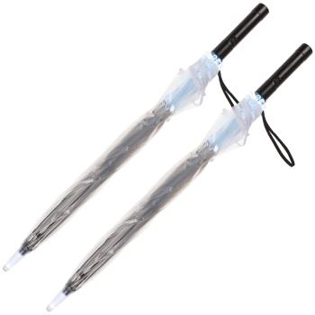 Preview: 2er-Set Farbwechsel-LED Regenschirm (transparent, 98 cm) mit 10 LEDs, 2 Leuchtmodi & Taschenlampe – Einzigartig & leuchtend durch den Regen