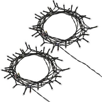 Preview: 2er-Set Lichterkette für Innen und Aussen, 40 LEDs, warmweiss und bunt, Timer, IP44, Batterie, multicolor für zauberhafte Lichteffekte