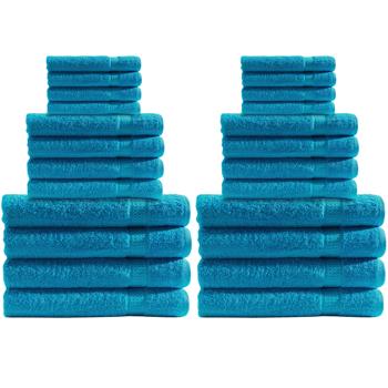 24-teiliges Handtuchset - luxuriöse 100% Baumwolle türkis - 8 Gäste-, 8 Hand- & 8 Badetücher - kuschelweich, saugstark & OEKO-TEX Standard 100