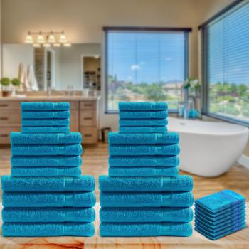 Preview: Handtuchset 32-teilig, türkis – 100% Baumwolle (500g/m²), saugstark & schnelltrocknend – OEKO-TEX Standard 100 – Für Ihr Badezimmer