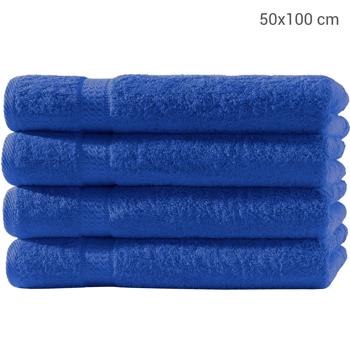 Preview: 4er-Set Handtücher 50x100cm - 100% luxuriöse Baumwolle - kuschelweich, saugstark, schnelltrocknend - 2 Bordüren royal - maschinenwaschbar bis 60°