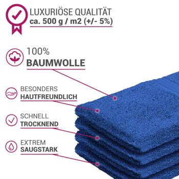 Preview: 4er-Set Waschhandschuhe royal - 100% Baumwolle, flauschig & saugstark - strapazierfähig, pflegeleicht, 60° waschbar, trocknergeeignet - 21x16cm, 500g/m²