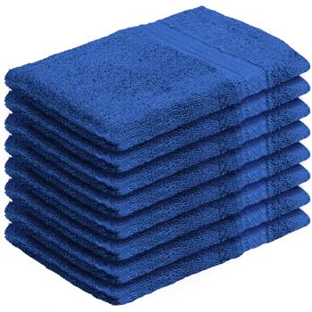 8er-Set Waschhandschuhe 100% Baumwolle Frottee - Saugstark, strapazierfähig & schnelltrocknend - 21x16 cm, 500 g/m² - Waschbar 60°C, royal