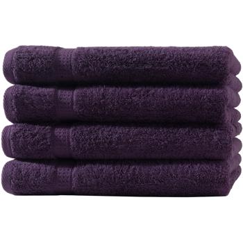 4er-Set Handtücher - 50x100cm aubergine - 100% luxuriöse Baumwolle, hautfreundlich, saugstark, schnell trocknend - Mit 2 Bordüren, maschinenwaschbar bis 60°