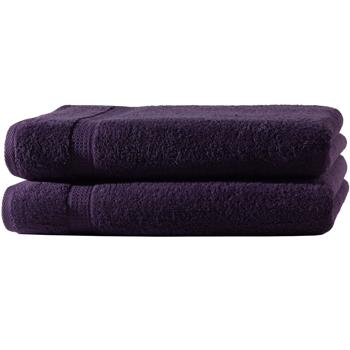 2er-Set Duschtücher - 100% luxuriöse Baumwolle, 70x140 cm, kuschelweich & saugstark, aubergine - hautfreundlich, schnell trocknend, mit 2 Bordüren