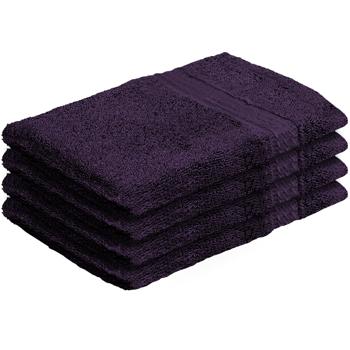4er-Set Waschhandschuhe Aubergine - 100% Baumwolle, flauschig weich & saugstark für tägliche Routine - 500 g/m2, 60°C maschinenwaschbar