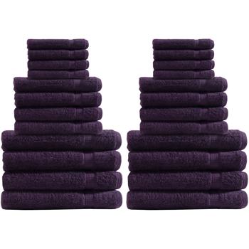 24-teiliges Handtuchset aubergine - je 8 Gäste-, Hand- & Duschtücher aus 100% Baumwolle - kuschelweich, saugstark & schnelltrocknend
