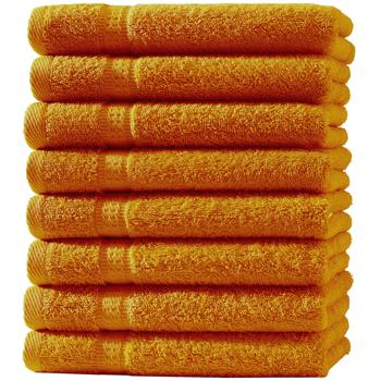 8er-Set Gästetücher - luxuriöse 100% Baumwolle, 30x50 cm, 500 g/m² - weich, saugstark, schnelltrocknend - 2 Bordüren, terra - für Bad, Gästezimmer