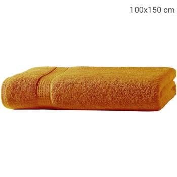 Preview: Luxuriöses Badetuch 100x150 cm - 100% Baumwolle - kuschelweich, saugstark & schnelltrocknend - Elegantes Design mit 2 Bordüren in Terra