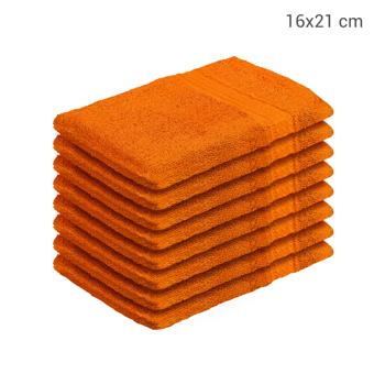 Preview: 8er-Set Waschhandschuhe Frottee - 100% Baumwolle, flauschig & saugstark, 21x16cm, 500g/m² - Mit Schlaufe, terra, waschbar 60°C