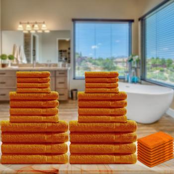Preview: Handtuchset 32-teilig - Kuschelweich, saugstark & schnell trocknend - 100% Baumwolle, Terra - 8x Gäste-, Hand-, Badetücher & Waschlappen