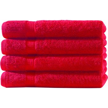 4er-Set Badetücher Rot - 100x150cm luxuriöse Baumwolle - Kuschelweich, saugstark, schnelltrocknend, OEKO-TEX Standard 100, 2 Bordüren