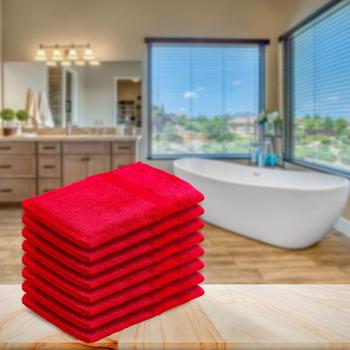 Preview: 8er-Set Waschhandschuhe Rot - 100% Baumwolle Frottee-Lappen mit Schlaufe - Saugstark, Strapazierfähig, 60°C Waschbar, 500g/m² - OEKO-TEX