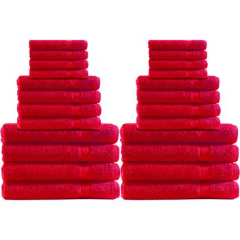 Preview: Handtuchset 24-teilig, rot – 100% Baumwolle (500 g/m²), saugstark & schnelltrocknend – OEKO-TEX Standard 100 – Hand-, Gäste- & Badetücher