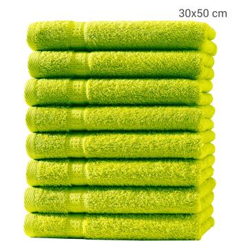 Preview: 8er-Set Gästetücher 30x50 cm - 100% luxuriöse Baumwolle 500g/m² - kuschelweich, saugstark, OEKO-TEX Standard 100, apfelgrün