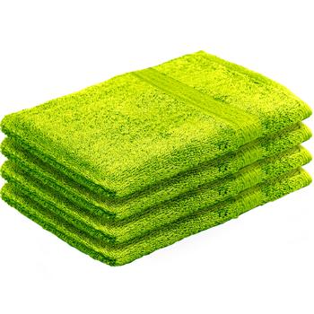 4er-Set Waschhandschuhe apfelgrün - 100% Baumwolle 500 g/m² - flauschig & saugstark, mit Schlaufe - OEKO-TEX Standard 100 - 60°C waschbar & trocknergeeignet