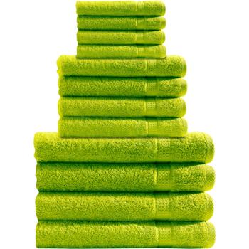Handtuchset 12-teilig - 4 Gäste-, 4 Hand- & 4 Badetücher apfelgrün - 100% Baumwolle, 500g/m² luxuriöse Qualität - saugstark & schnell trocknend - OEKO-TEX