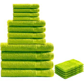 16-teiliges Frottee Handtuch-Set apfelgrün - Saugstarke Badetücher, Gäste-, Handtücher & Waschlappen - 100% Baumwolle, 500 g/m², OEKO-TEX, waschbar bei 60°C