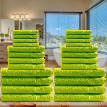 Handtuchset 24-teilig apfelgrün - 8x Gäste-, Hand-, Badetücher - 100% Baumwolle, flauschig, saugstark, schnelltrocknend, OEKO-TEX Standard 100