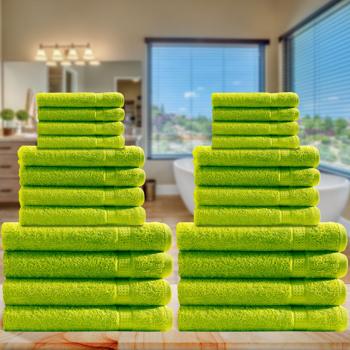 Preview: Handtuchset 24-teilig - 8x Gäste-, 8x Hand-, 8x Duschtücher - 100% Baumwolle apfelgrün - OEKO-TEX, kuschelweich & saugstark