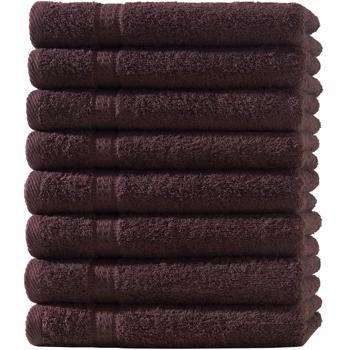 8er-Set Gästetücher 30x50 cm - 100% luxuriöse Baumwolle, 500 g/m², braun, 2 Bordüren - Kuschelweich, saugstark, OEKO-TEX Standard 100