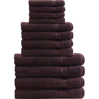 Handtuchset 12-teilig - 100% Baumwolle, braun - 4x Gäste-, 4x Hand-, 4x Duschtücher - OEKO-TEX Standard 100, flauschig, saugstark, pflegeleicht