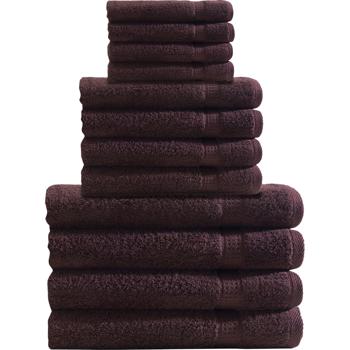 Handtuchset 12-teilig – 4 Gäste-, 4 Hand- & 4 Badetücher aus 100% Baumwolle - braun, weich, saugstark & schnelltrocknend - OEKO-TEX zertifiziert