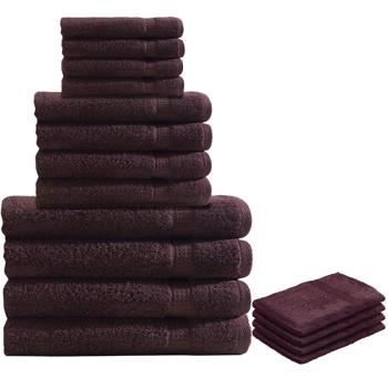 16-tlg. Frottee Handtuch-Set braun - 4x Gäste-, 4x Hand-, 4x Bade-, 4x Waschlappen - Saugstark, OEKO-TEX 100, 60°C waschbar