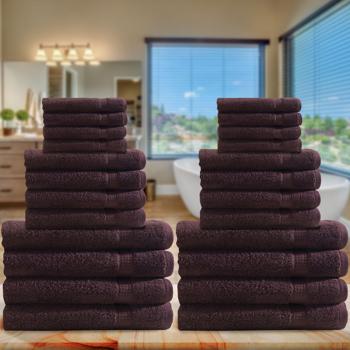 Preview: Handtuchset 24-teilig braun - 8x Gäste-, 8x Hand-, 8x Badetücher - 100% Baumwolle, kuschelweich, saugstark, OEKO-TEX Standard 100