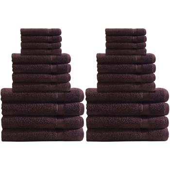 Handtuchset 24-teilig braun - 8x Gäste-, 8x Hand-, 8x Badetücher - 100% Baumwolle, kuschelweich, saugstark, OEKO-TEX Standard 100