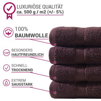 Preview: Handtuchset 24-teilig braun - 8x Gäste-, 8x Hand-, 8x Badetücher - 100% Baumwolle, kuschelweich, saugstark, OEKO-TEX Standard 100