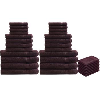 32-teiliges Handtuch-Set Frottee, braun - Saugstark, schnelltrocknend & strapazierfähig - 8 Gäste-, Hand-, Bade- & Waschlappen, 100% Baumwolle, OEKO-TEX