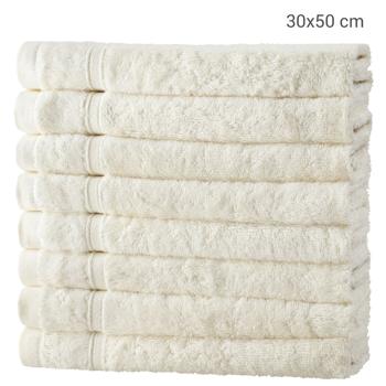 Preview: 8er-Set Gästehandtücher Bambus-Baumwolle Natur - Flauschig weich & saugstark - 30x50 cm, 450 g/m2, OEKO-TEX 100, Antibakteriell - Ideal für Allergiker