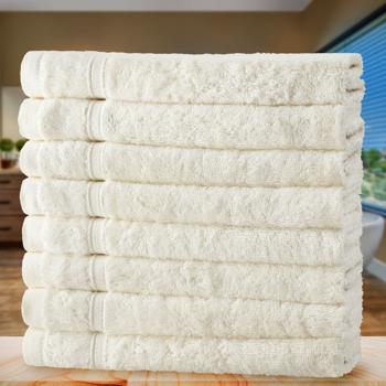 Preview: 8er-Set Gästehandtücher Bambus-Baumwolle Natur - Flauschig weich & saugstark - 30x50 cm, 450 g/m2, OEKO-TEX 100, Antibakteriell - Ideal für Allergiker