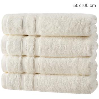 Preview: 4er-Set Handtücher 50x100cm - Bambus & Baumwolle - luxuriös weich, saugstark, antibakteriell, OEKO-TEX Standard 100 zertifiziert - natur