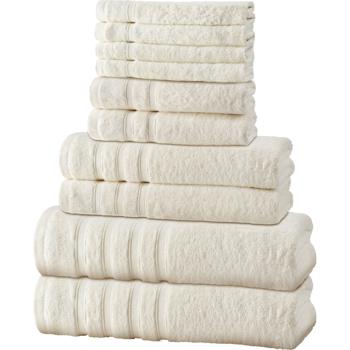 Handtuchset 12-teilig, 50% Bambus & 50% Baumwolle, natur