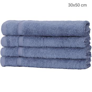 Preview: 4er-Set Gästehandtücher Bambus-Baumwolle Mix - Kuschelweich, saugstark & schnelltrocknend - OEKO-TEX 100, 30x50 cm, blau, 450g/m²