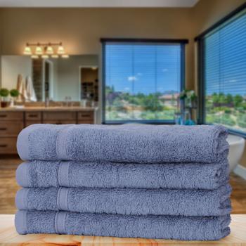 Preview: 4er-Set Gästehandtücher Bambus-Baumwolle Mix - Kuschelweich, saugstark & schnelltrocknend - OEKO-TEX 100, 30x50 cm, blau, 450g/m²