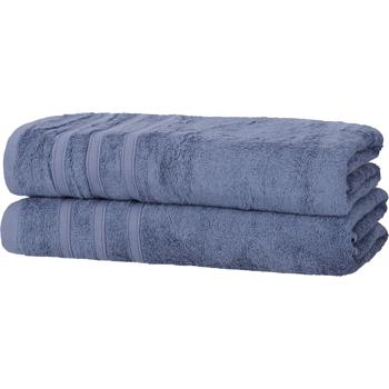 2er-Set Duschhandtücher 70x140 cm blau - 50% Bambus & Baumwolle - Kuschelweich, saugstark, schnelltrocknend - Oeko-Tex 100, antibakteriell, 450 g/m²