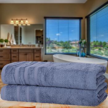 Preview: 2er-Set Duschhandtücher 70x140 cm blau - 50% Bambus & Baumwolle - Kuschelweich, saugstark, schnelltrocknend - Oeko-Tex 100, antibakteriell, 450 g/m²