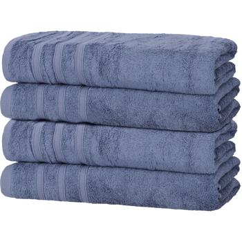 4er-Set Duschhandtücher 70x140cm blau - 50% Bambus & 50% Baumwolle - OEKO-TEX 450 g/m² - Kuschelweich, saugstark & antibakteriell für Allergiker