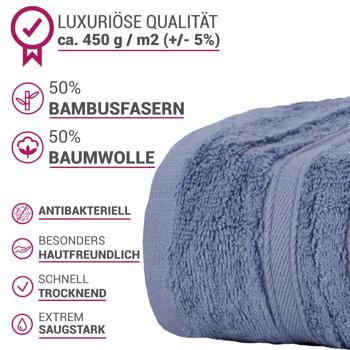 Preview: Saunahandtuch, 50% Bambus & 50% Baumwolle, 70 x 200 cm, blau