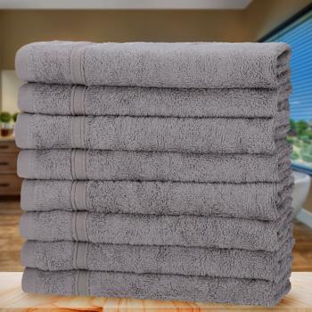 Preview: 8er-Set Gästehandtücher grau - 50% Bambus & 50% Baumwolle - OEKO-TEX Standard 100 - 30x50 cm, 450 g/m² - saugstark, schnelltrocknend, antibakteriell