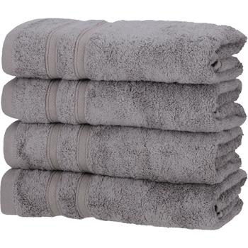 4er-Set Handtücher 50x100 cm grau - Luxuriöses Bambus & Baumwolle 450 g/m² - Kuschelweich, saugstark, schnelltrocknend, antibakteriell