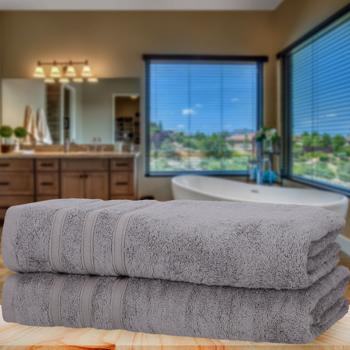 Preview: 2er-Set Duschhandtücher - 50% Bambus & 50% Baumwolle - Kuschelweich, Saugstark & Schnelltrocknend - OEKO-TEX 100 - 70x140cm, Grau