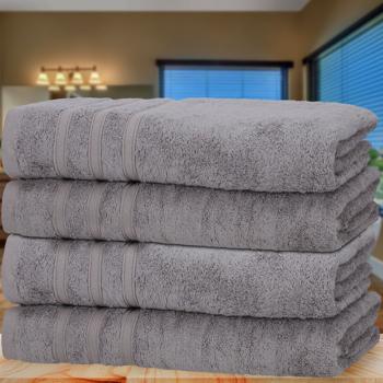 Preview: 4er-Set Duschhandtücher 70x140 cm Grau - Kuschelweich, saugstark & antibakteriell - 50% Bambus 50% Baumwolle - OEKO-TEX Standard 100 zertifiziert