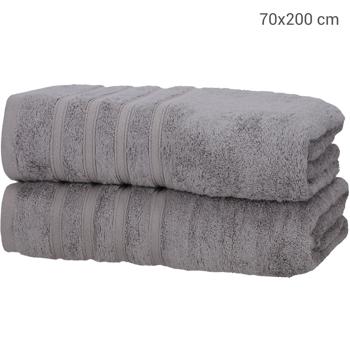 Preview: 2er-Set Saunahandtücher grau - 50% Bambus & 50% Baumwolle - Kuschelweich, saugstark & schnelltrocknend - 70x200cm - Öko-Tex Standard 100